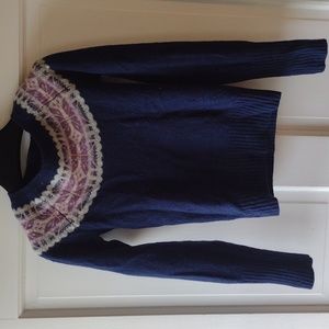 Navy and purple wool sweater small
